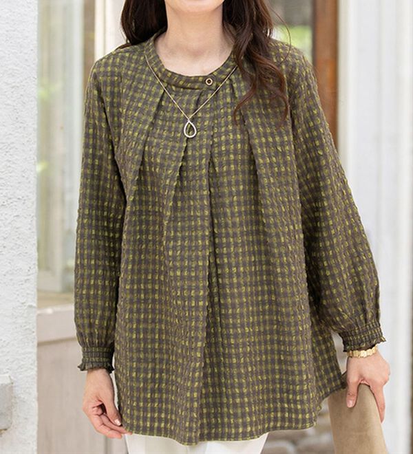 ルフラン（ルフラン）の「ウール混サッカー素材ブラウス＜ルナリア＞（ブラウス）」｜詳細画像