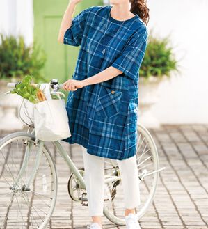 LAVIENNE（ラヴィエンヌ）の「綿１００％サッカー素材の涼やか家事服（パジャマ・ルームウェア）」｜詳細画像