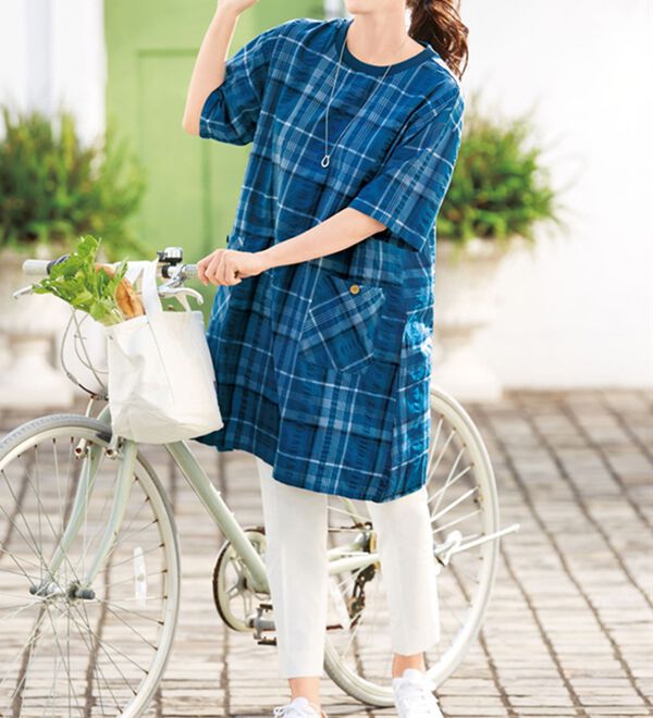 LAVIENNE（ラヴィエンヌ）の「綿１００％サッカー素材の涼やか家事服（パジャマ・ルームウェア）」｜詳細画像