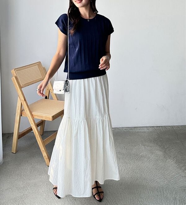 GeeRA（ジーラ）の「プリーツ編フレンチスリーブリブトップス（ニット・セーター）」｜詳細画像