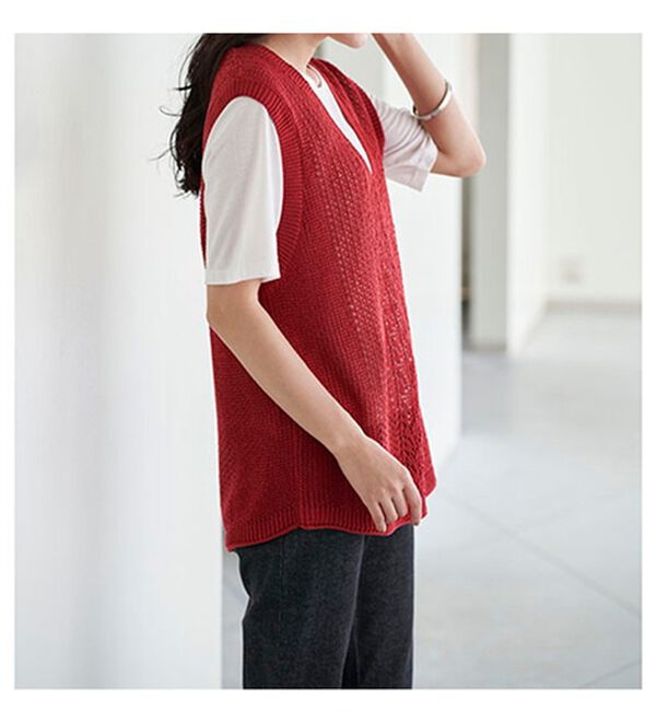 BELLUNA（ベルーナ）の「透かし編みが涼し気なニットベスト（ベスト）」｜詳細画像