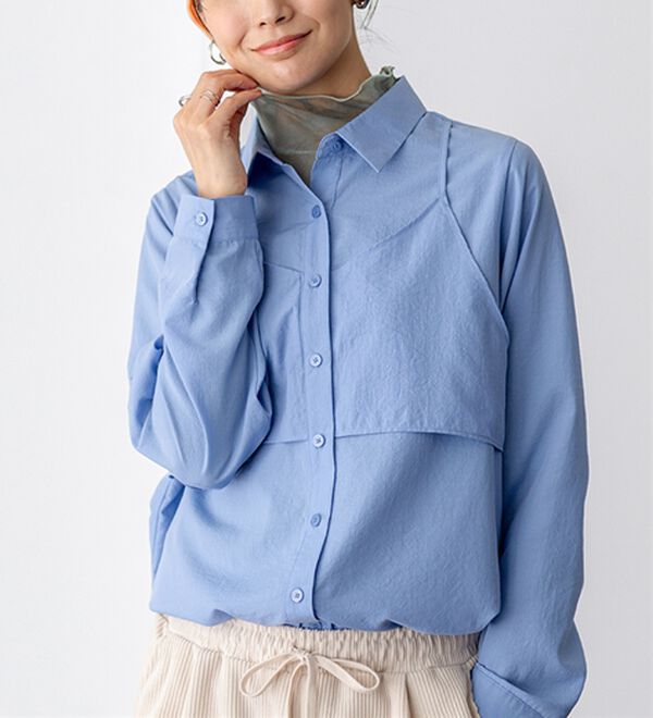 BELLUNA（ベルーナ）の「【重ね着インナー】シアー素材ハイネックインナープルオーバー（カットソー）」｜詳細画像