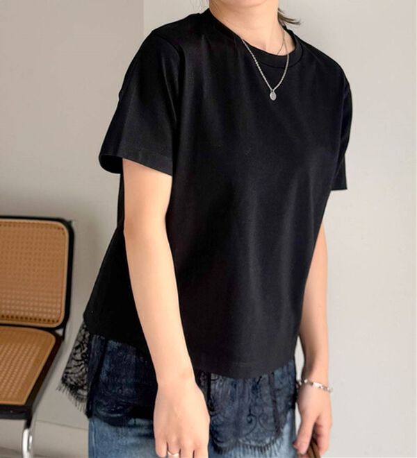 RANAN（ラナン）の「レースレイヤードコンパクトTシャツ（Tシャツ）」｜詳細画像
