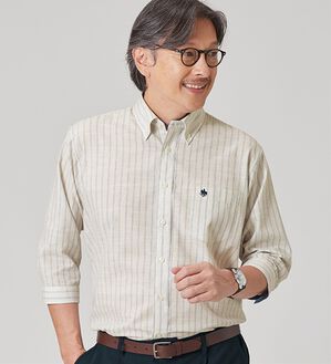 「＜ポロ・ビーシーエス＞麻入りさらさら７分袖シャツ（メンズシャツ）」｜詳細画像