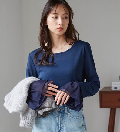 RANAN（ラナン）の「フレアーチュール袖スラブシアーＴ（カットソー）」
