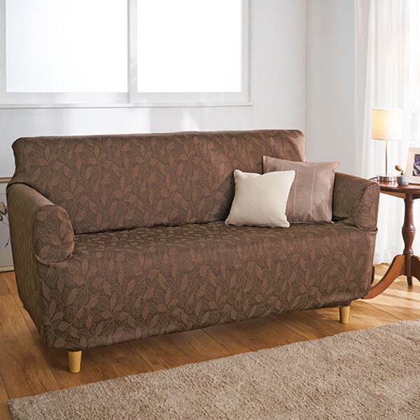 「リーフ柄ジャカード織伸縮ソファカバー（ソファーカバー）」｜詳細画像