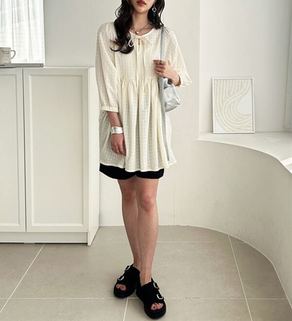 GeeRA（ジーラ）の「前後２ＷＡＹチェックペプラムチュニック（チュニック）」｜詳細画像