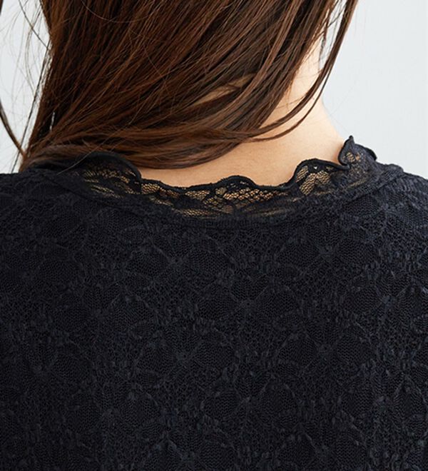 BELLUNA（ベルーナ）の「【重ね着にぴったり♪】のびやかレース素材メロー使いインナー（カットソー）」｜詳細画像