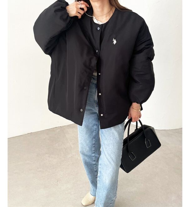 GeeRA（ジーラ）の「【U.S. POLO ASSN.】 ノーカラー中わたブルゾン（ハーフコート）」｜詳細画像