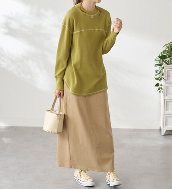 BELLUNA（ベルーナ）の「裏起毛ワッフル素材チュニック（チュニック）」｜詳細画像