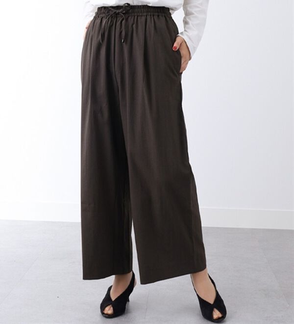 BELLUNA（ベルーナ）の「サラリ快適！ビンテージ調美脚ワイドパンツ（ワイドパンツ・ガウチョ）」｜チャコール