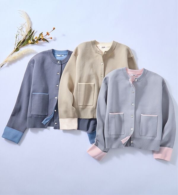 GeeRA（ジーラ）の「配色カラーニットカーディガン（ニットカーディガン）」｜詳細画像