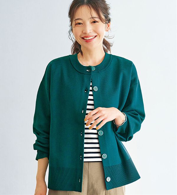 BELLUNA（ベルーナ）の「《快適Ｌａｂ．》洗える！軽い！配色使いニットカーディガン（ニットカーディガン）」｜詳細画像