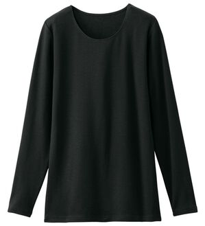 LAVIENNE（ラヴィエンヌ）の「もっとあったか！肌側綿クルーネックプルオーバー（肌着・インナーウェア）」｜ブラック
