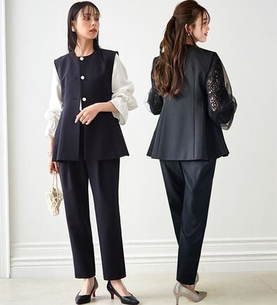 RANAN（ラナン）の「【２点セット】防シワ！ペプラムベストセットアップ（パンツスーツ）」