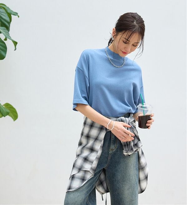 BELLUNA（ベルーナ）の「Ｔシャツが苦手な方に！ひんやり綿混ニットＴ【選べるデザイン】（ニット・セーター）」｜詳細画像