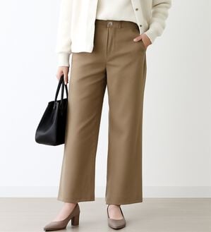 BELLUNA（ベルーナ）の「ピーチ綿サテンワイドストレートパンツ（ワイドパンツ・ガウチョ）」｜詳細画像