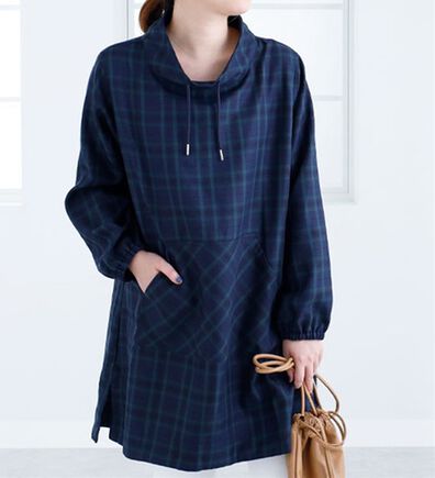 BELLUNA（ベルーナ）の「＜ｓｏｒａｆｕｋｕ＞衿デザインチェック柄ワンピース（その他ワンピース）」