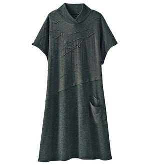 BELLUNA（ベルーナ）の「タックジャカード素材切替チュニック（チュニック）」｜杢チャコール