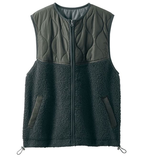 BELLUNA（ベルーナ）の「＜＆ｃｏｃｏｃｈｉ＞ボア切替中わたベスト（ベスト）」｜黒