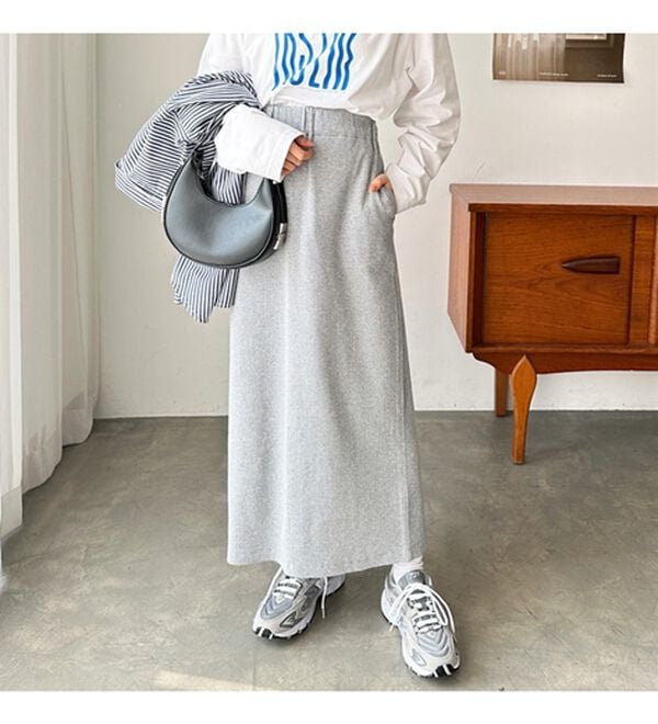 GeeRA（ジーラ）の「【着回し力◎】楽ちんすっきり見え！リブロングスカート（ロングスカート）」｜詳細画像