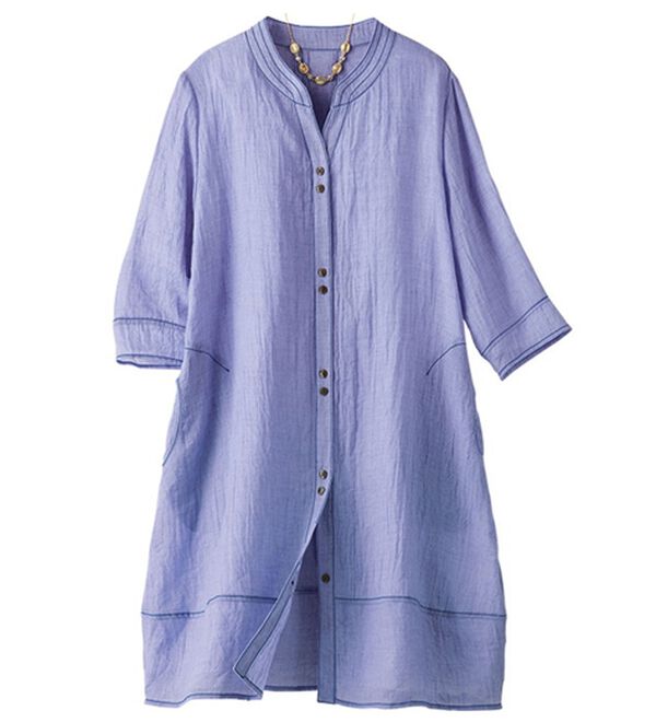 ルフラン（ルフラン）の「シャンブレー生地ロングブラウス（ブラウス）」｜パープル