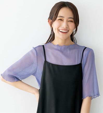 BELLUNA（ベルーナ）の「ラメシアーメロー使いトップス（カットソー）」