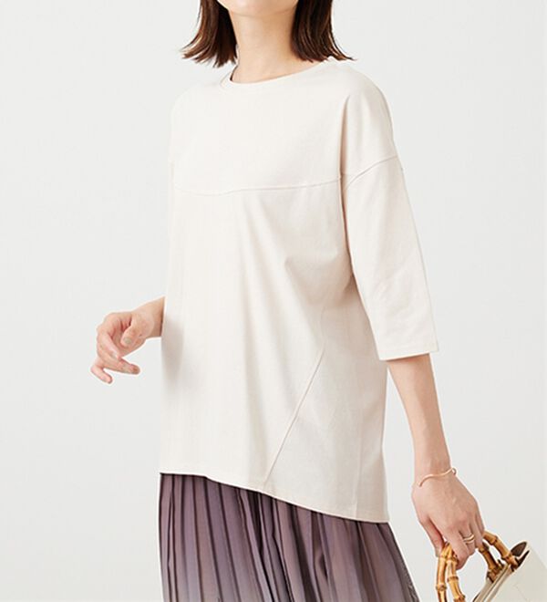 BELLUNA（ベルーナ）の「ヒンヤリ冷感！切替デザインプルオーバー（カットソー）」｜詳細画像