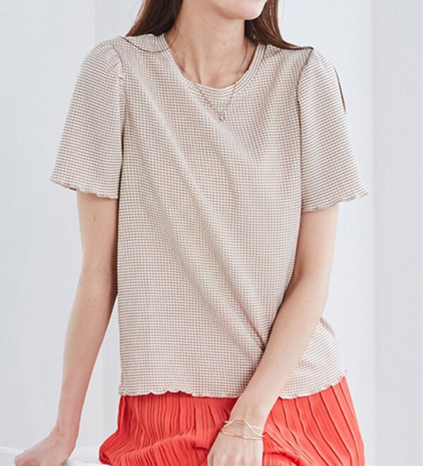 RANAN（ラナン）の「ギンガムチェック楊柳Ｔブラウス（カットソー）」｜詳細画像