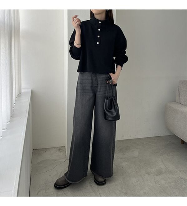 GeeRA（ジーラ）の「ダンボールハーフスナップショートプルオーバー（カットソー）」｜詳細画像