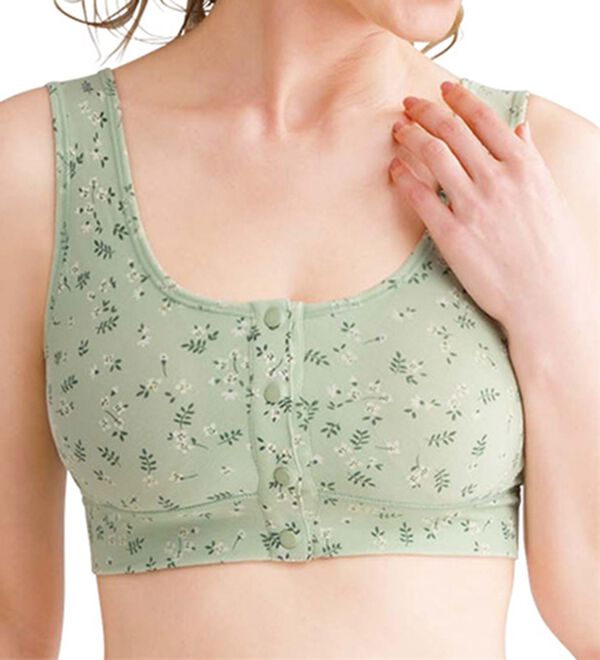 「【３色組】綿混のやさしい前開きプリントブラ（ノンワイヤーブラ）」｜詳細画像