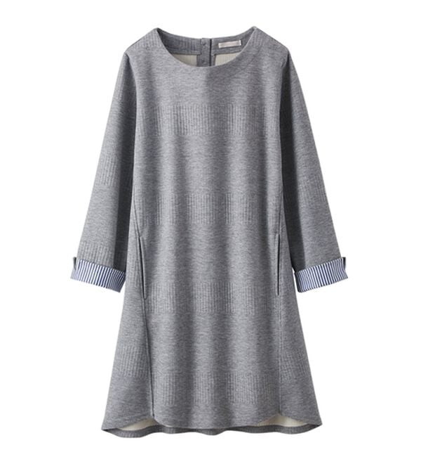 BELLUNA（ベルーナ）の「後ろボタンボーダージャカードワンピース（その他ワンピース）」｜詳細画像