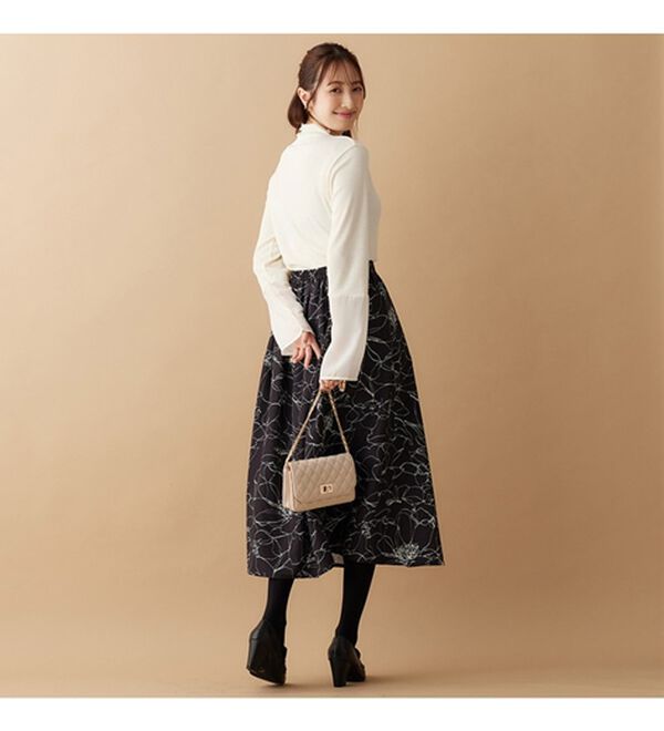 alotta（アロッタ）の「【前後２ＷＡＹ】袖口シフォン切替リブトップス（カットソー）」｜詳細画像