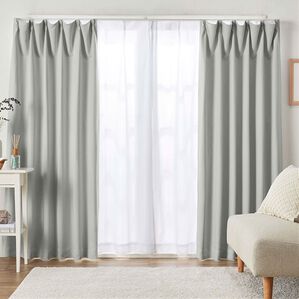 iellio（イエリオ）の「１・２級遮光＆断熱保温＆ＵＶ見えにくいレース付カーテンセット＜４枚組・遮光１級・洗える・無地・レースカーテン・新生活＞（ドレープカーテン）」｜ライトグレー