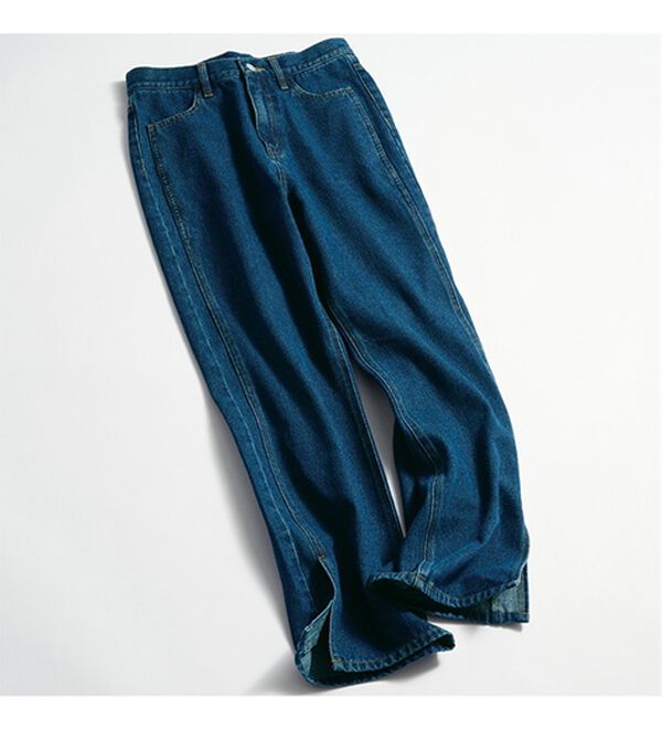 ワイドストレート裾スリットデニム - ベルーナ【公式】