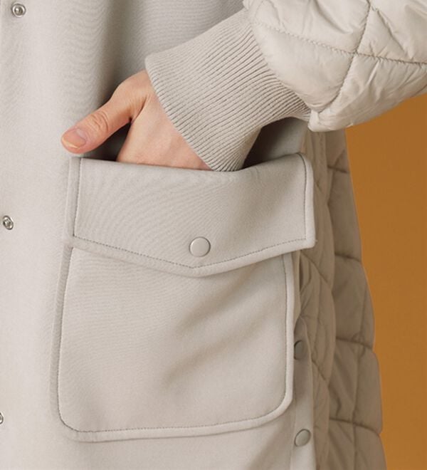 BELLUNA（ベルーナ）の「ダイヤキルト切替とろみ素材ロングコート（ロングコート）」｜詳細画像