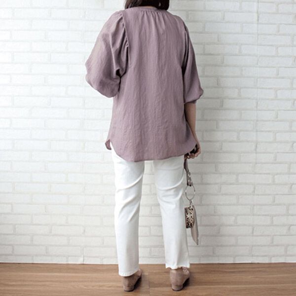 BELLUNA（ベルーナ）の「ドビー素材タック使いシャツチュニック（チュニック）」｜詳細画像