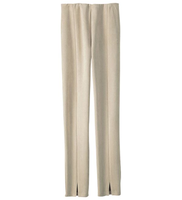 BELLUNA（ベルーナ）の「スエード調裾スリットパンツ（フルレングスパンツ）」｜ライトベージュ