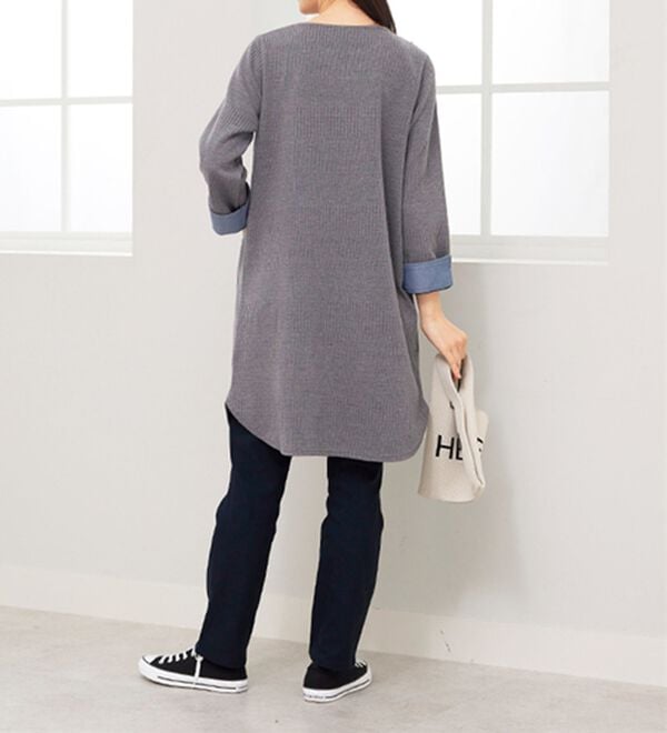 BELLUNA（ベルーナ）の「ポケット付ボーダージャカードワンピース（その他ワンピース）」｜詳細画像