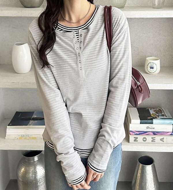 GeeRA（ジーラ）の「前後２ＷＡＹシアースラブヘンリーネックカットソー（カットソー）」｜詳細画像