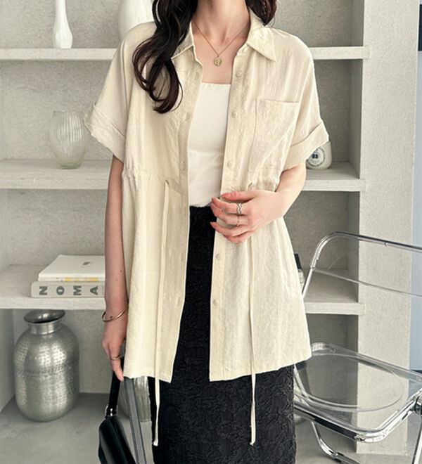 GeeRA（ジーラ）の「２ｗａｙウエストリボンシャツチュニック（チュニック）」｜詳細画像