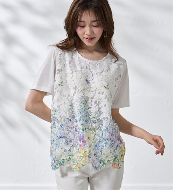 BELLUNA（ベルーナ）の「彩り花柄レースカーディガンアンサンブル（アンサンブル）」｜詳細画像