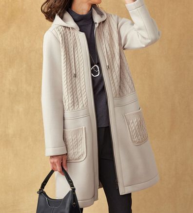 BELLUNA（ベルーナ）の「ダンボール素材ケーブルニット切替コート（ハーフコート）」