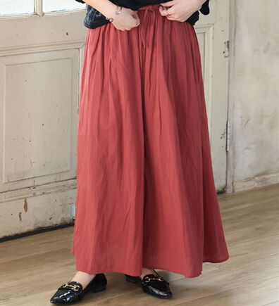 A HAPPY MARILYN（アハッピーマリリン）の「【Ｌ～６Ｌ】【２丈展開】【風通るプレミアム】綿・楊柳、ギャザーフレアスカンツ。（ワイドパンツ・ガウチョ）」