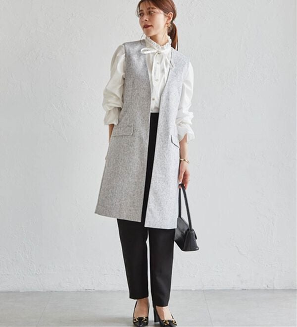 RANAN（ラナン）の「【２点セット】防シワ！ロングジレセットアップ（パンツスーツ）」｜詳細画像