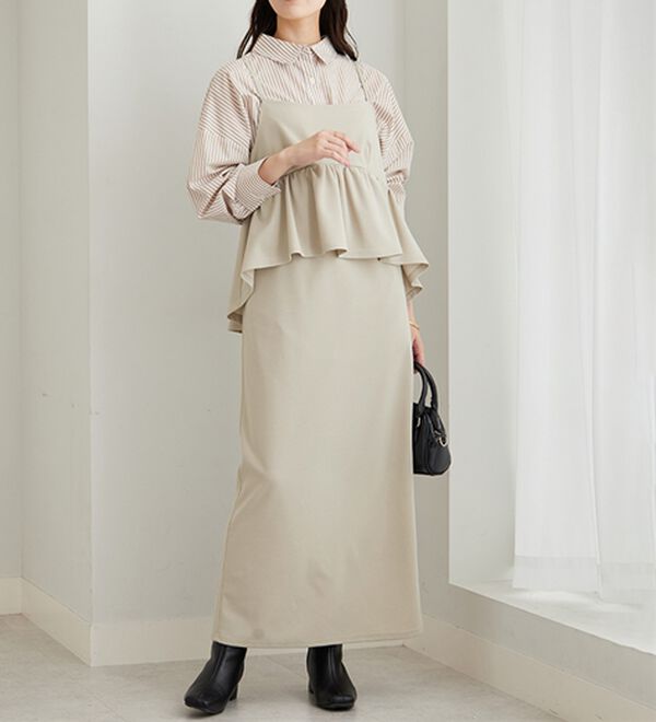 GeeRA（ジーラ）の「楽ちん！ペプラムキャミワンピース（カットソーワンピース）」｜詳細画像