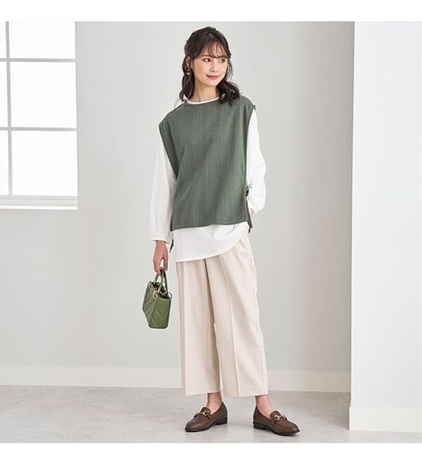 BELLUNA（ベルーナ）の「カットソージャカード素材ベストアンサンブル（アンサンブル）」｜詳細画像