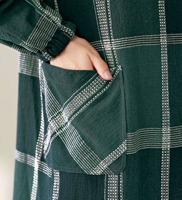 BELLUNA（ベルーナ）の「【２枚組】刺し子素材かっぽうチュニック（ホームウェア）」｜詳細画像