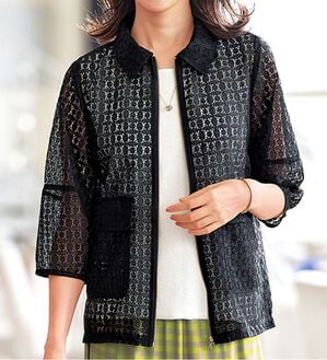 BELLUNA（ベルーナ）の「上品花柄レースジャケット（その他ジャケット）」｜黒