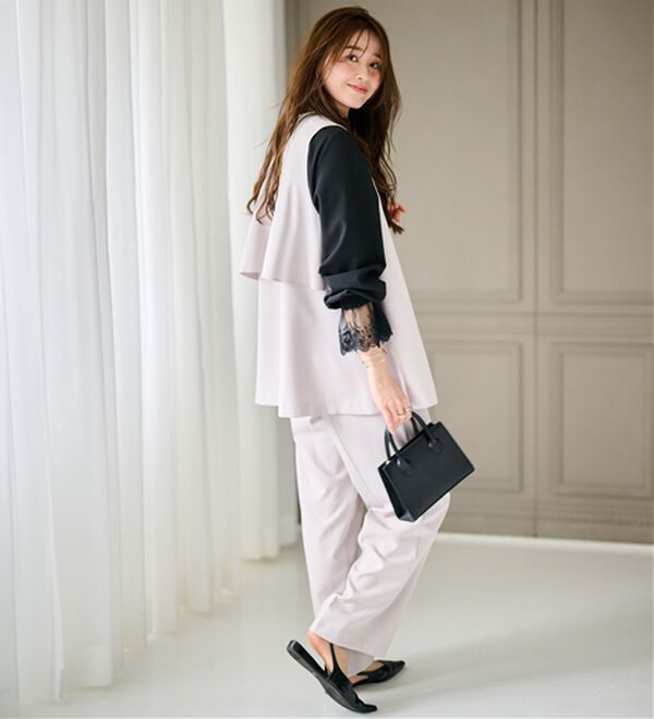 RANAN（ラナン）の「【２点セット】洗える！多機能バックフリルベストセットアップ（パンツスーツ）」｜詳細画像